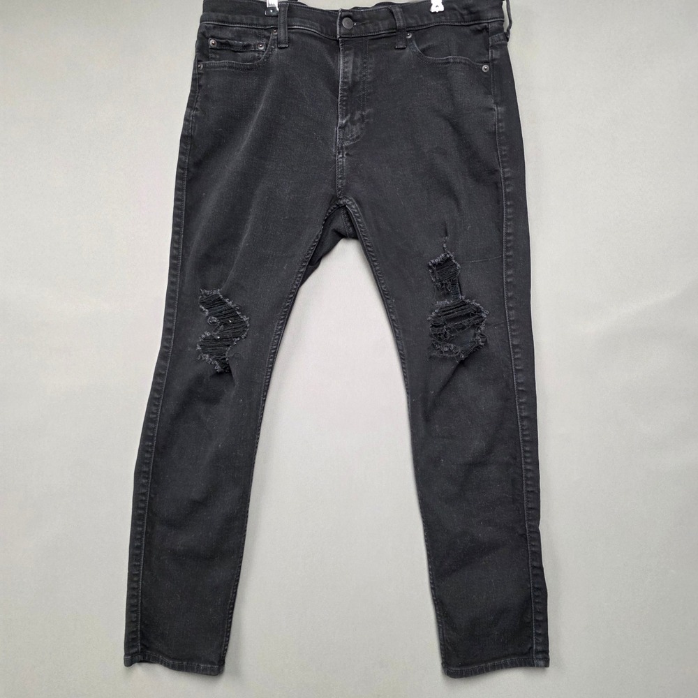 Hollister Athletic Skinny Men's Distressed Advanced Stretch Jeans Black 34x30